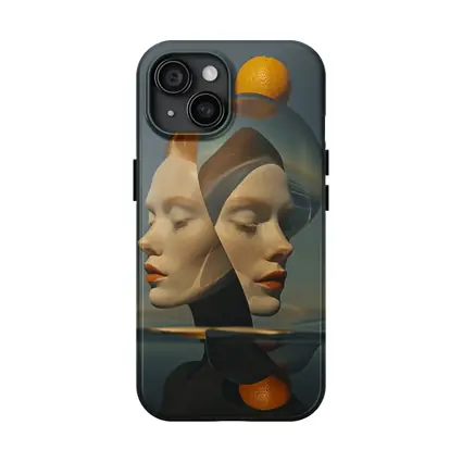 Surreal Double Face Portrait With Orange
