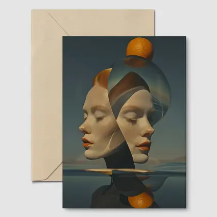 Surreal Double Face Portrait With Orange