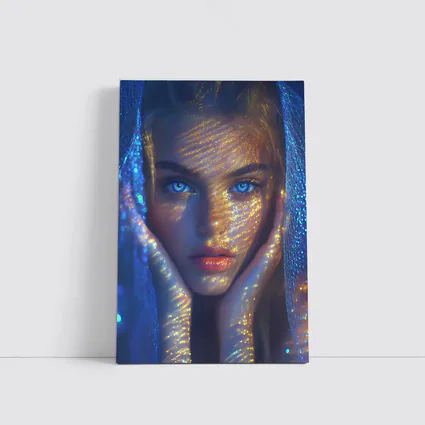 Blue Eyed Woman Golden Light Fantasy Portrait