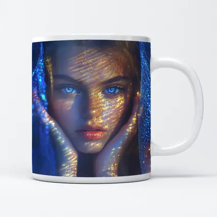 Blue Eyed Woman Golden Light Fantasy Portrait