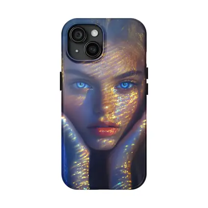 Blue Eyed Woman Golden Light Fantasy Portrait