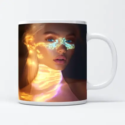 Blonde Woman Neon Light Portrait Art