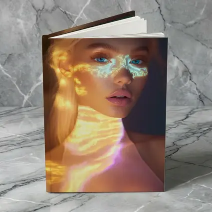 Blonde Woman Neon Light Portrait Art