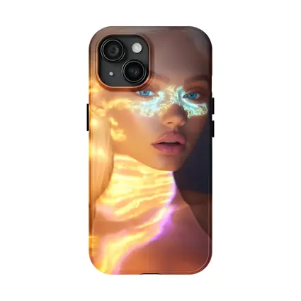 Blonde Woman Neon Light Portrait Art