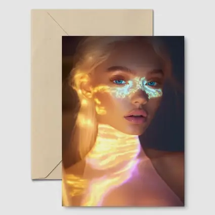 Blonde Woman Neon Light Portrait Art