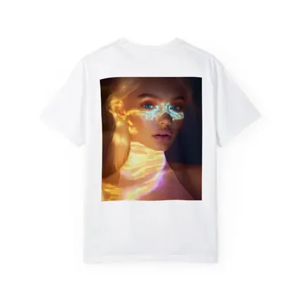 Blonde Woman Neon Light Portrait Art