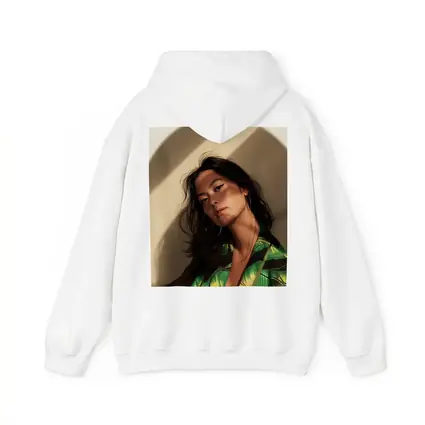Young Woman Green Tropical Shirt Warm Light