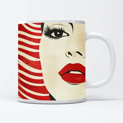Pop Art Woman Red Lips Bold Style