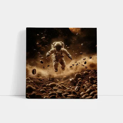 Astronaut Floating Over Coffee Beans Space