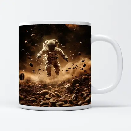 Astronaut Floating Over Coffee Beans Space
