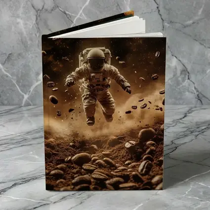 Astronaut Floating Over Coffee Beans Space