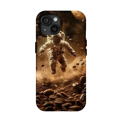 Astronaut Floating Over Coffee Beans Space