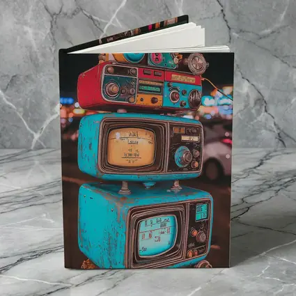 Retro Stacked Vintage TVs Neon Night