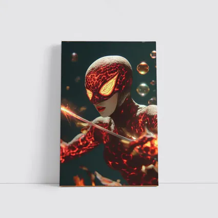 Fiery Spider Hero Dark Glowing Background