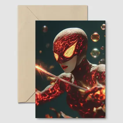Fiery Spider Hero Dark Glowing Background