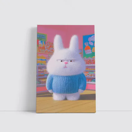 Grumpy Fluffy Bunny in Candy Shop