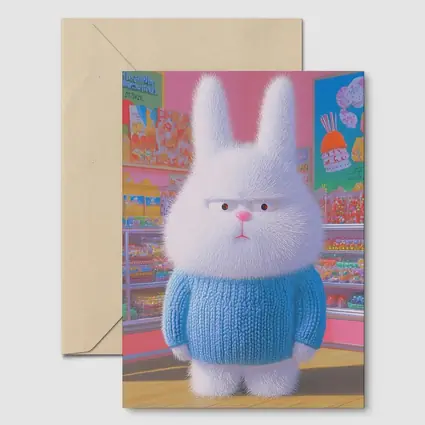 Grumpy Fluffy Bunny in Candy Shop
