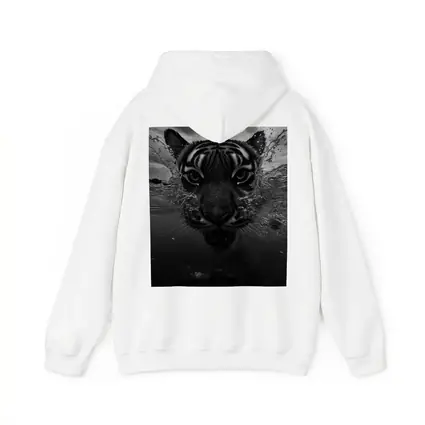 Black White Tiger Swimming Dark Water