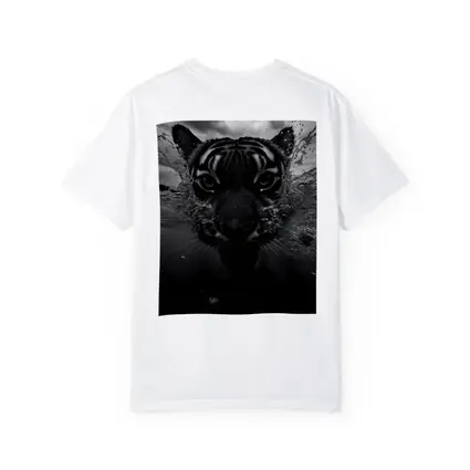 Black White Tiger Swimming Dark Water