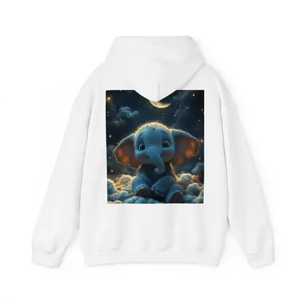 Cute Baby Elephant Sitting On Clouds Night