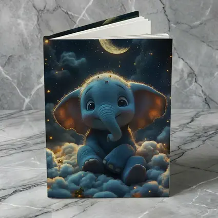 Cute Baby Elephant Sitting On Clouds Night