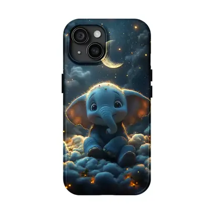 Cute Baby Elephant Sitting On Clouds Night