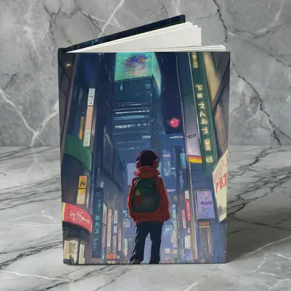 Anime Boy Rainy Neon City Night