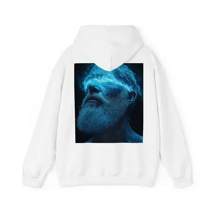 Bearded Man Blue Lightning Neon Portrait