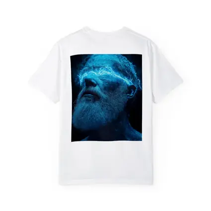 Bearded Man Blue Lightning Neon Portrait
