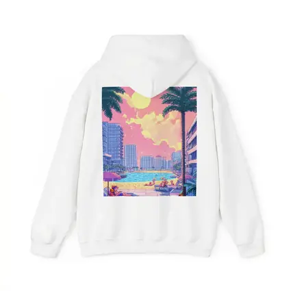 Pixel Art Miami Beach Pool Sunset Scene