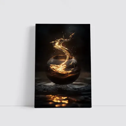 Golden Liquid Splash Dark Sphere Abstract