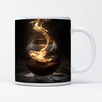 Golden Liquid Splash Dark Sphere Abstract