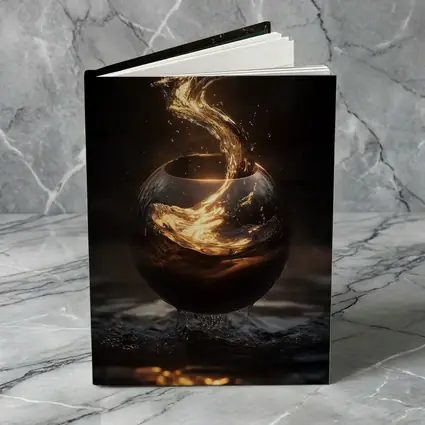 Golden Liquid Splash Dark Sphere Abstract