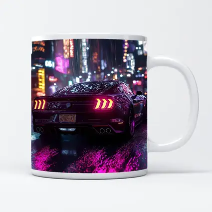 Ford Mustang Neon City Rainy Night