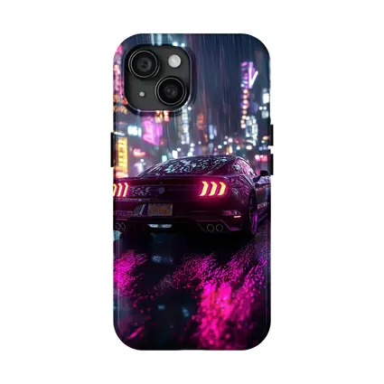 Ford Mustang Neon City Rainy Night