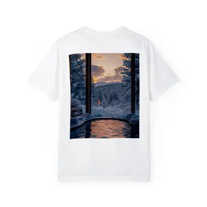 Indoor Hot Spring Pool Snowy Forest Sunset