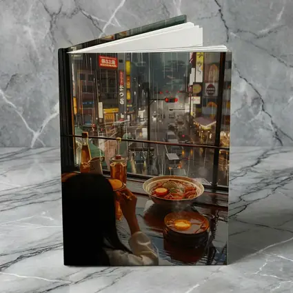 Woman Eating Ramen Rainy Tokyo Street
