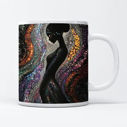 Black Female Silhouette Colorful Dotted Abstract Art