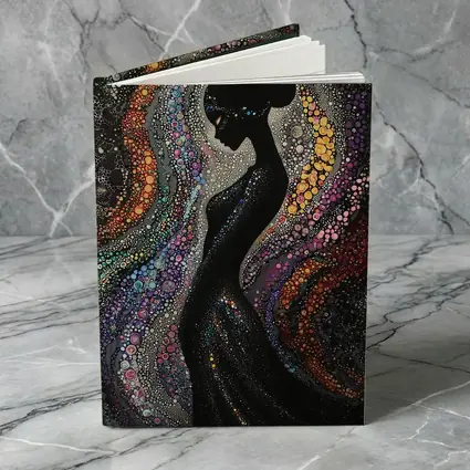 Black Female Silhouette Colorful Dotted Abstract Art
