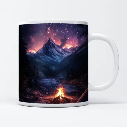 Campfire Mountain Night Starry Sky Forest