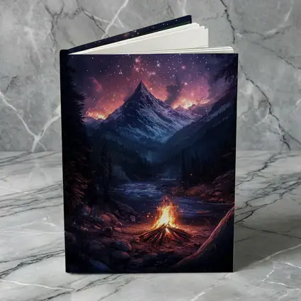 Campfire Mountain Night Starry Sky Forest