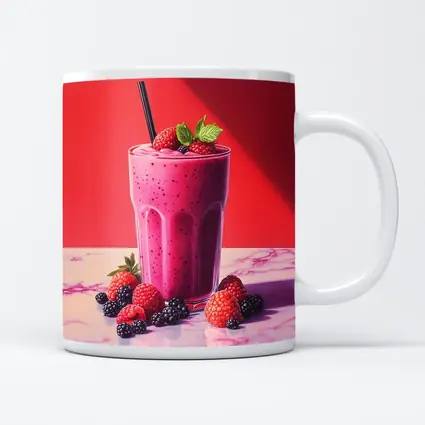 Berry Smoothie Glass Red Background Art