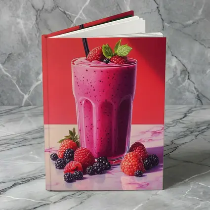 Berry Smoothie Glass Red Background Art