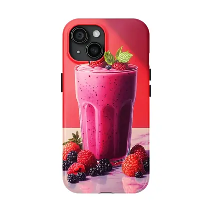 Berry Smoothie Glass Red Background Art