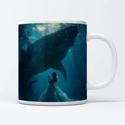 Woman In Dress With Whale Shark Underwater