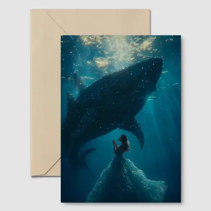 Woman In Dress With Whale Shark Underwater