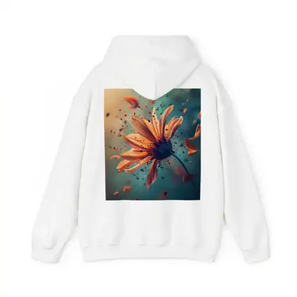 Orange Daisy Exploding Petals Teal Background