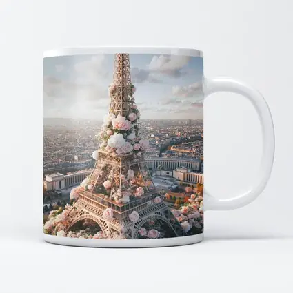 Eiffel Tower Paris Covered in Pink Roses