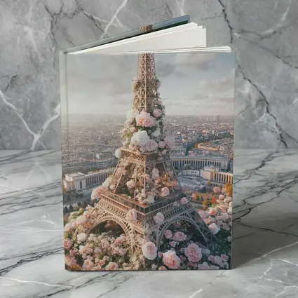 Eiffel Tower Paris Covered in Pink Roses