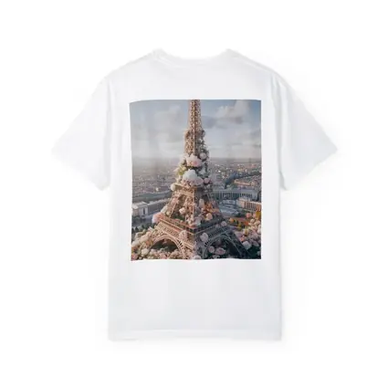 Eiffel Tower Paris Covered in Pink Roses